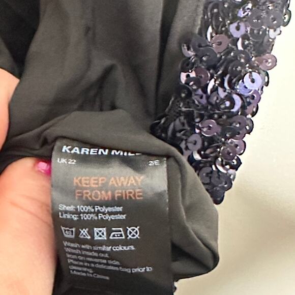 KAREN MILLEN Curve Sequined Wide Leg Jumpsuit Navy Blue Sz 18 NWT {172} - Picture 8 of 8